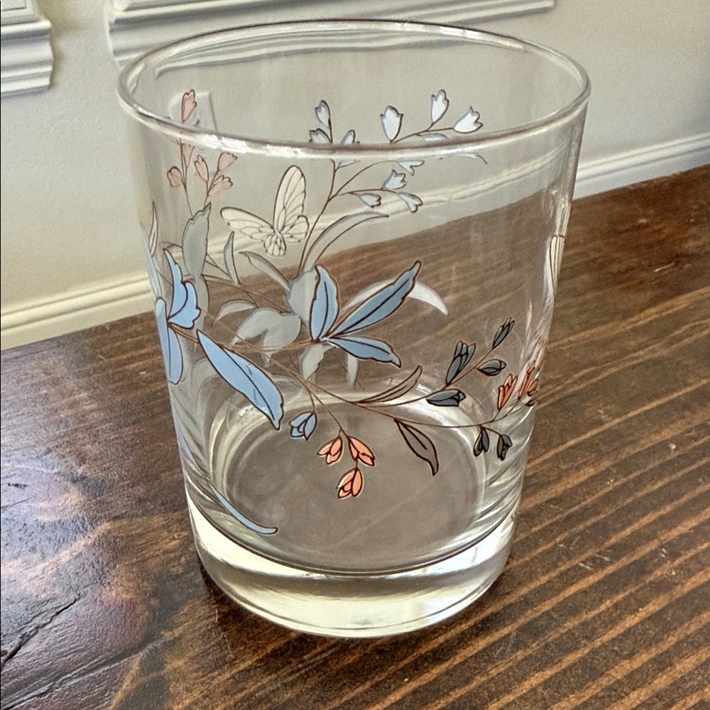 Noritake Floral Glass Tumblers with Blue, Coral and White Accents - Picture 6 of 6